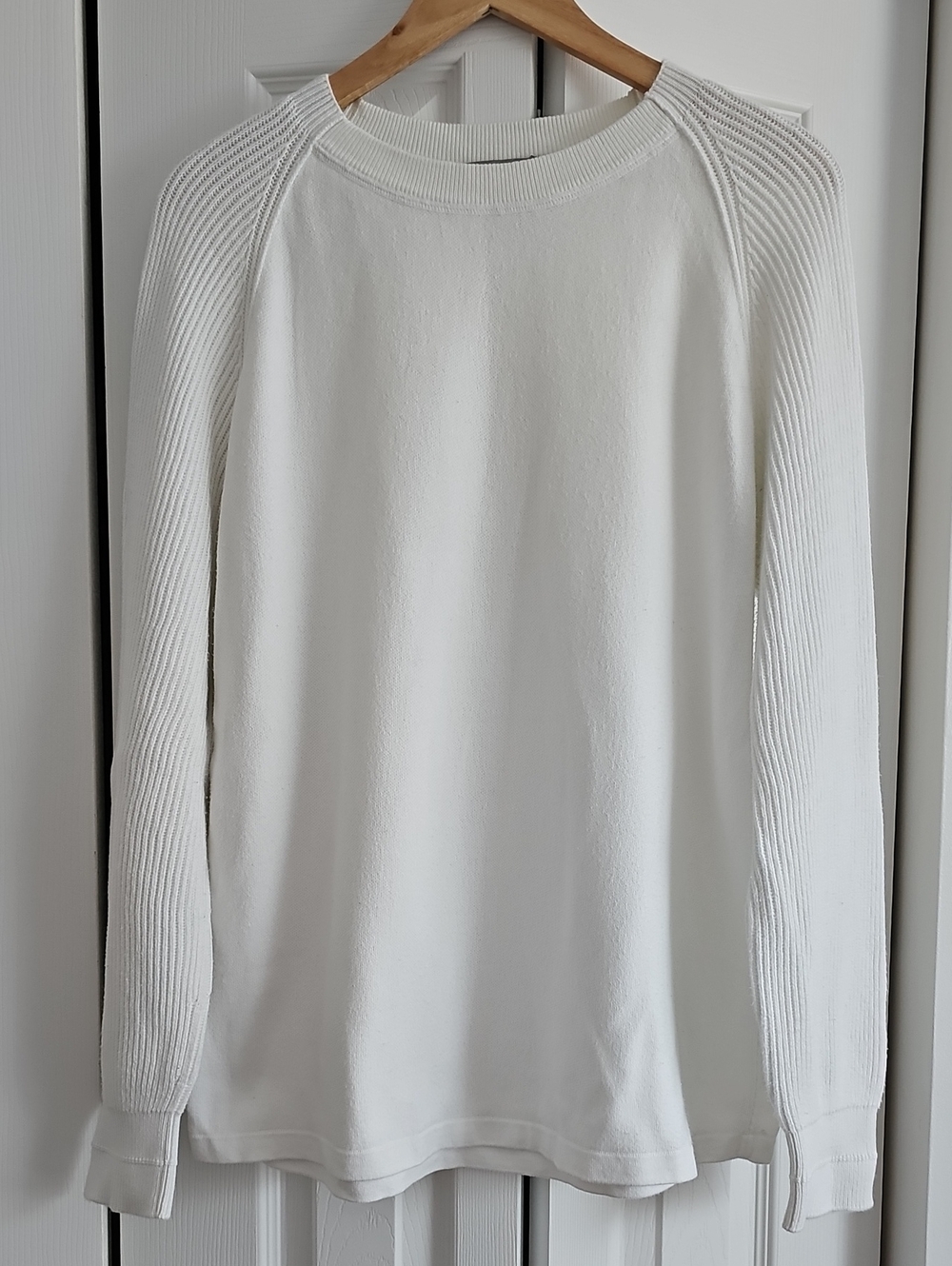 Vince White Crewneck Textured Knit Sweater